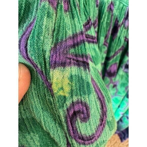 Vintage Plus Class By Just Class Women's Green Dress Size M short sleeve floral - Picture 6 of 7